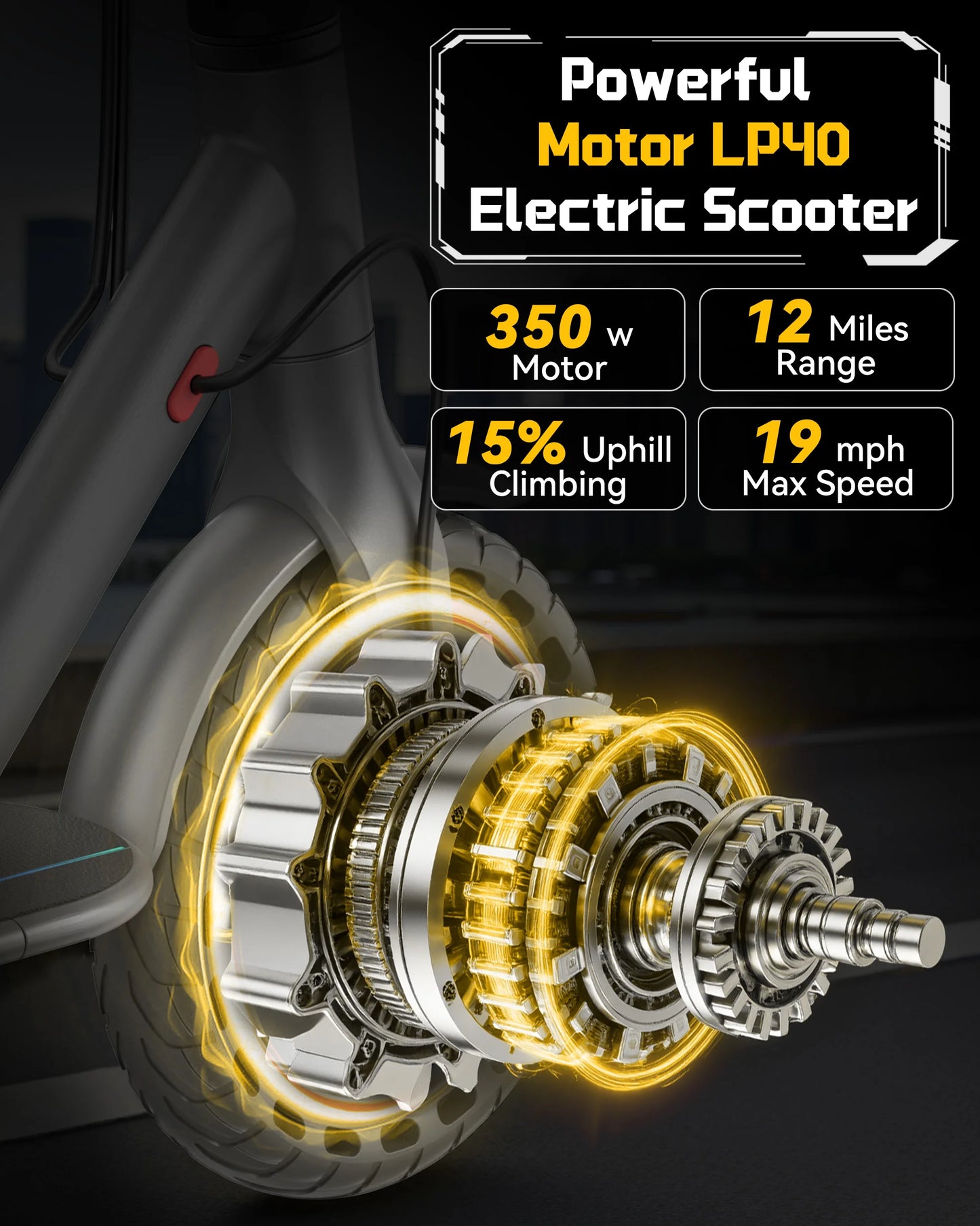 LP40 Electric Scooter 350W 19mph APP Smart Control 4 Speed Modes Foldable Electric Scooter