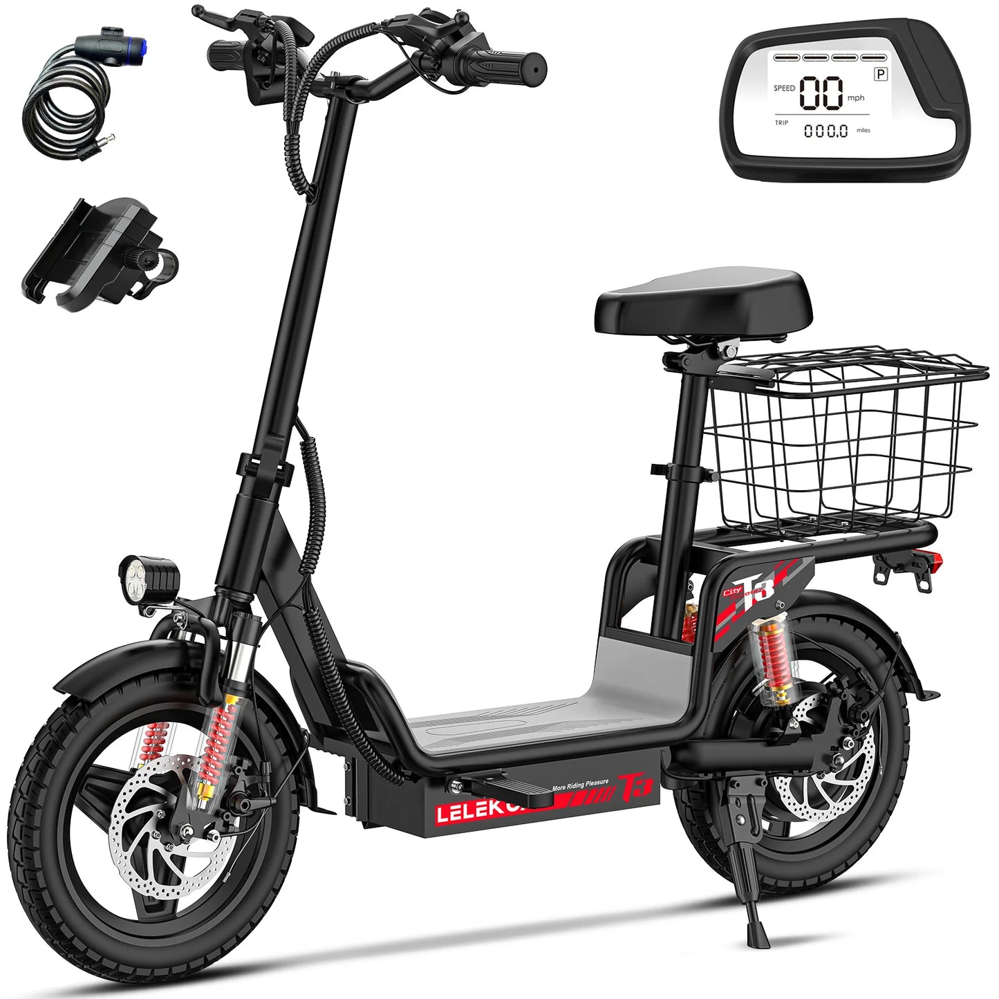 Electric Scooter for Adults Teens, Heavy Duty Escooter with Seat – 330 LBS Capacity, 26MPH,