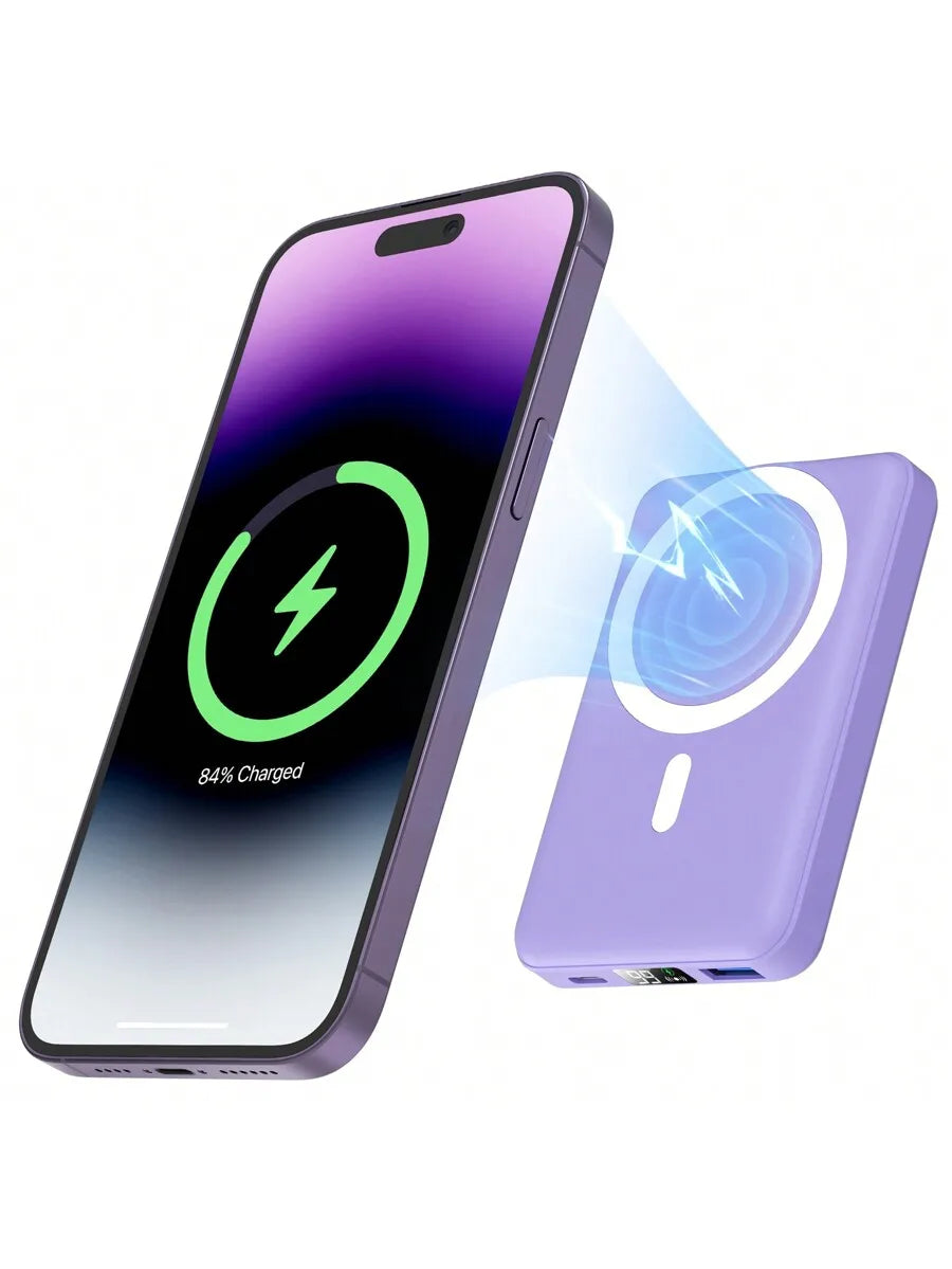 10000mAh Magnetic Power Bank With Type-C Cable LED Display 22.5W PD Fast Charging Wireless Portable Charger For iPhone iPad