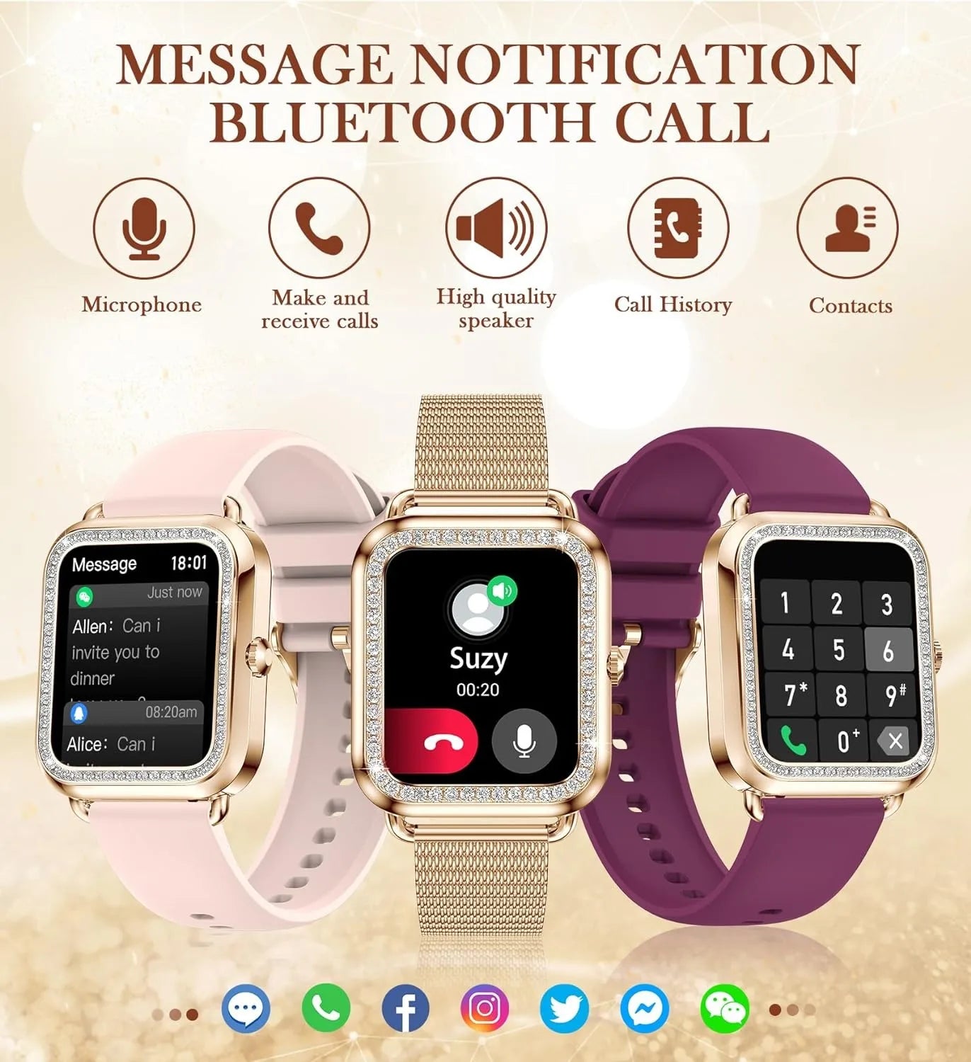 Women's Fashion Wearable Smartwatch (answer/dial), For Android And IPhone,