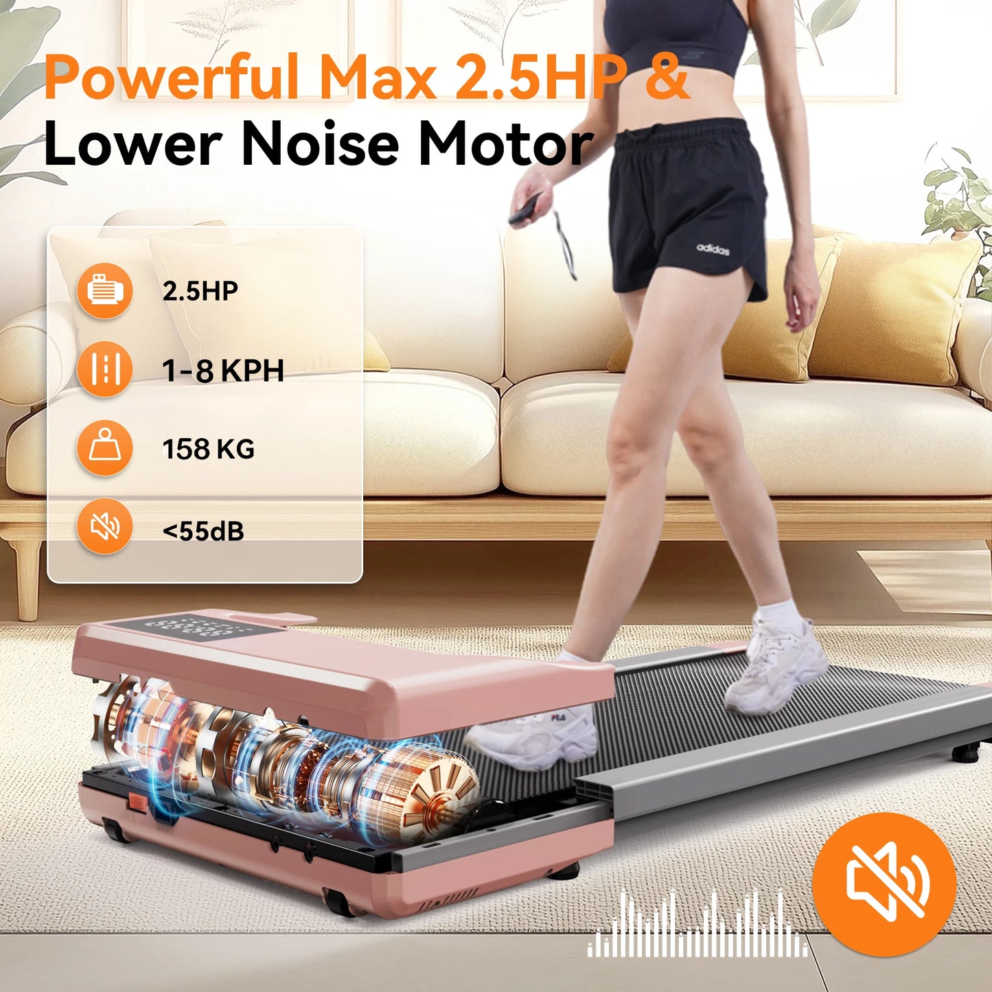 Smart Under Desk Treadmill for Home Office,Treadmill with APP&Remote Control,