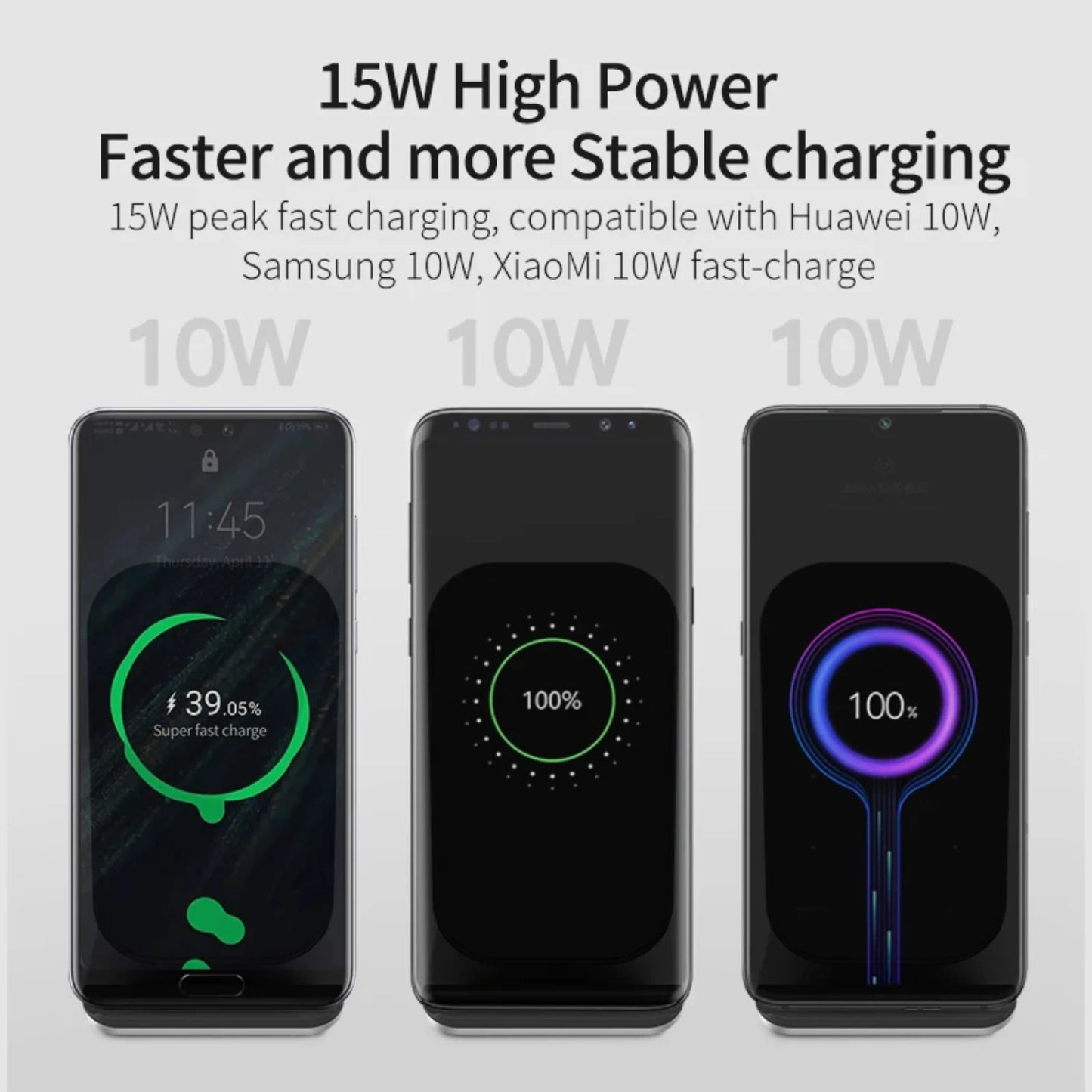 Aluminum Alloy Mobile Phone Wireless Charger Desktop Stand 15W Fast Charging Multifunctional