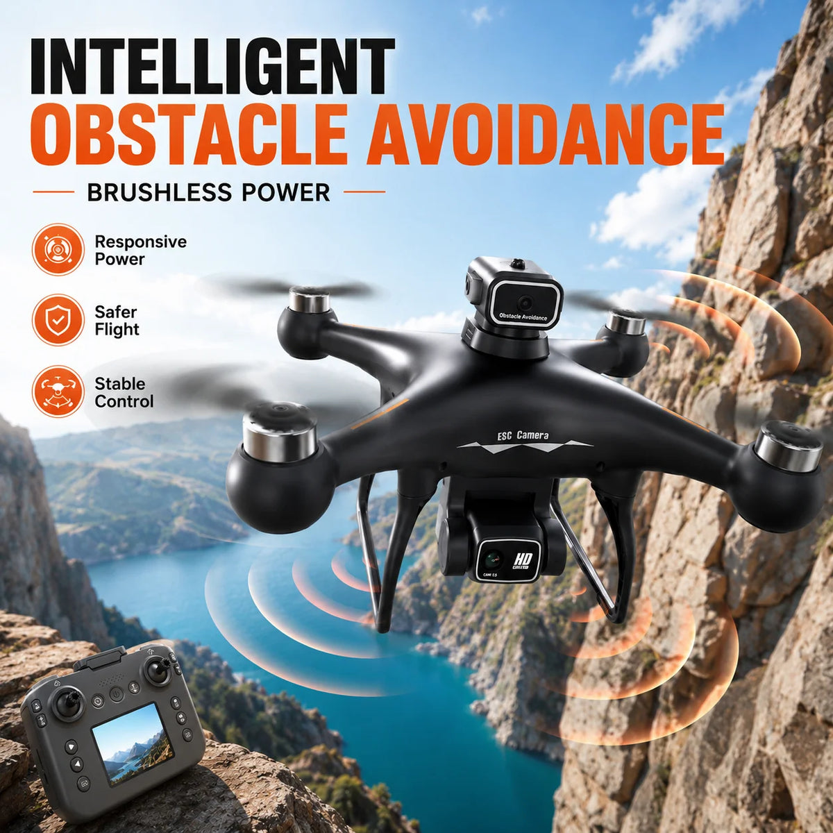 RC Drone 4K HD Dual Camera 90° Adjustable Lens Dual Camera Switch Dual Screen Switch Phone RC Image Transmission Aerial Photography Drone