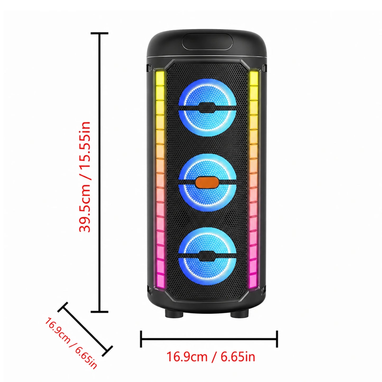Large Bluetooth speaker, portable handle design, with microphone, compatible with JBl subwoofer party box, with LED lights, comp