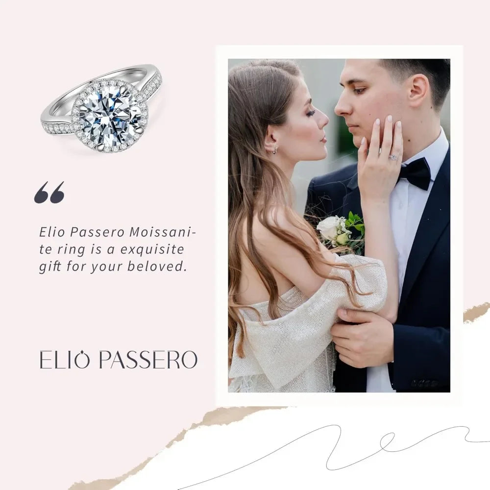 Moissanite Engagement Rings for Women 925 Sterling Silver with 18K Gold Plated Round Sparkl