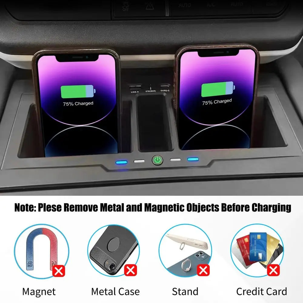15W Dual Wireless Charging Smart Tray with 27W USB & Type-C for 2020-2024 Land Rover Defender 90, 110, 130 Models