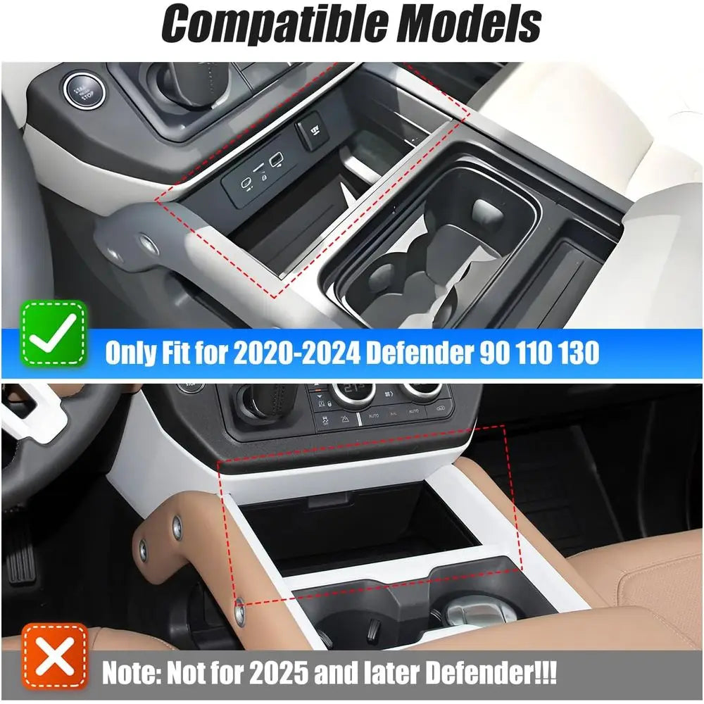 15W Dual Wireless Charging Smart Tray with 27W USB & Type-C for 2020-2024 Land Rover Defender 90, 110, 130 Models