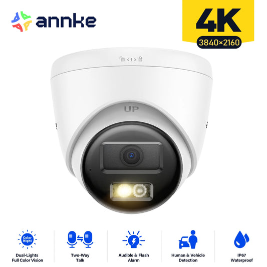 8MP HD IP Security Camera Poe 4K Dual Light Audio Fixed Camera Human Vehicle Detection