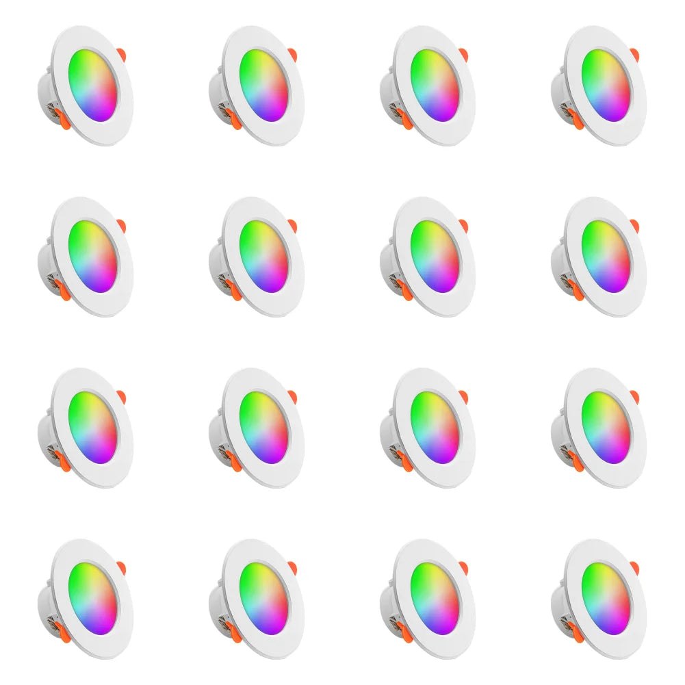 1-16PCS 10W Smart LED Downlight Bluetooth Ceiling Lamp  Remote Control Color Changing light for Google Alexa Hom