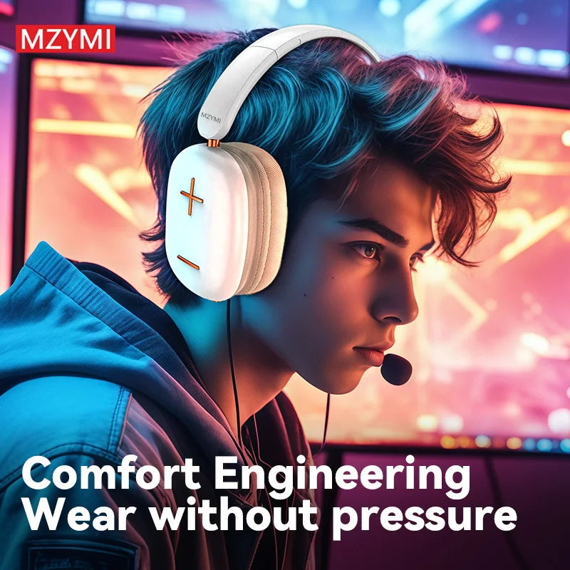 MZYMI Bluetooth5.3 Headband Headphones B300 Wireless Headset 3.5mm Socket Waterproof Sport Earphones With Mic For Phone PC