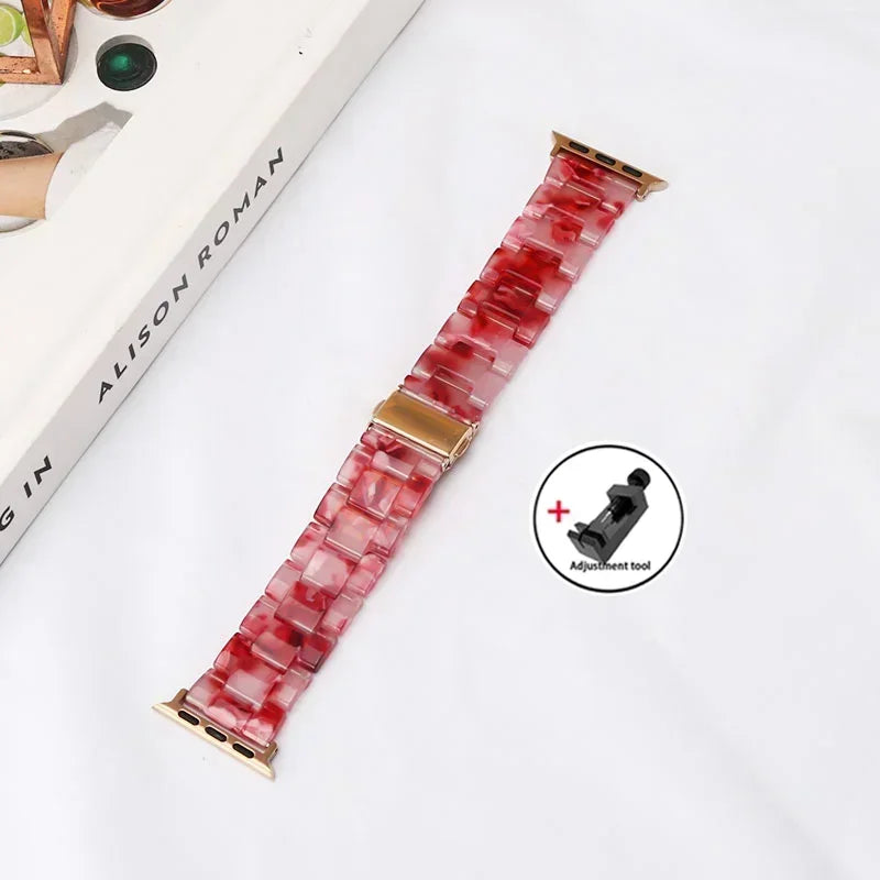 Luxury Resin strap for Apple Watch Ultra 2 Band 49mm 45mm 41mm 40mm 44mm 38mm 42mm Link bracelet iwatch series 9 7 8 6 se 5 4 3