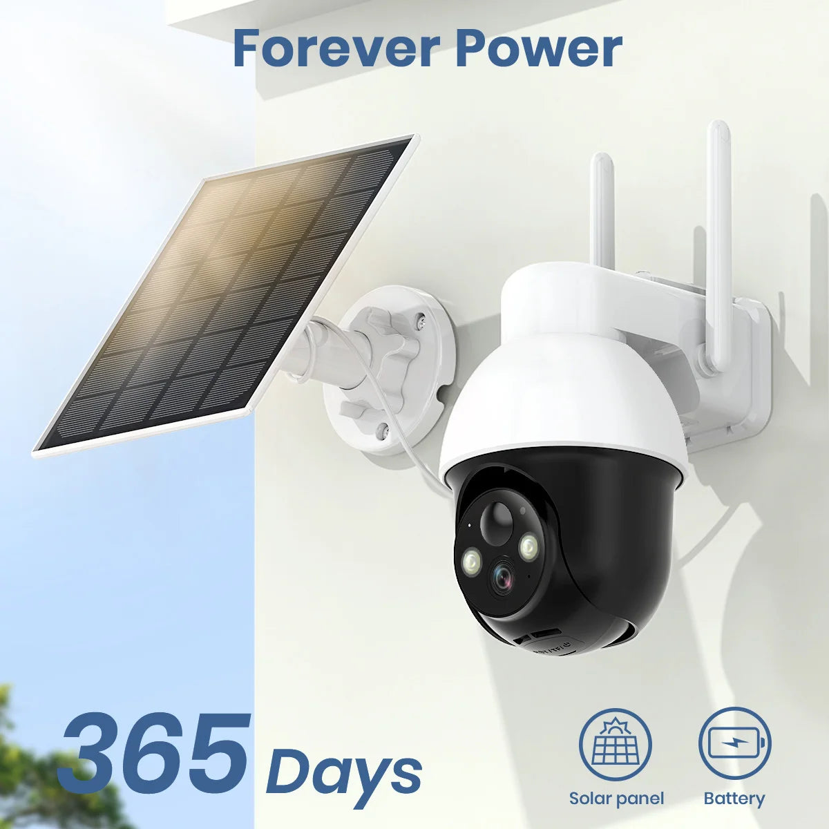 3MP PTZ Solar Security Camera  Wireless 2.4Ghz WIFI Camera PIR AI Detection 2-Way Audio Outdoor CCTV Camera