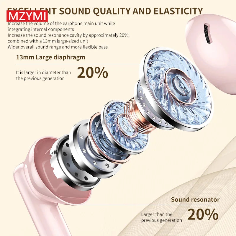 MZYMI Bluetooth 5.3 Earphones AP09 True Wireless Earbuds Touch Control Gaming Headphones Waterproof Sport Headset With Mic