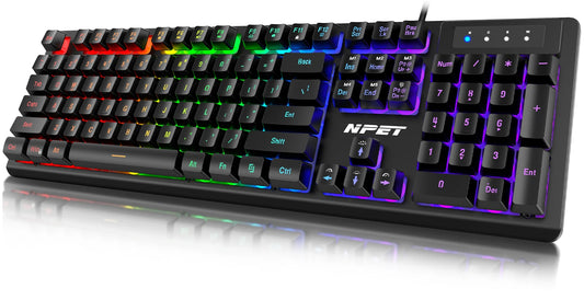 Gaming Keyboard, 104 Keys Wired, with RGB Backlit, for Windows Laptop PC black