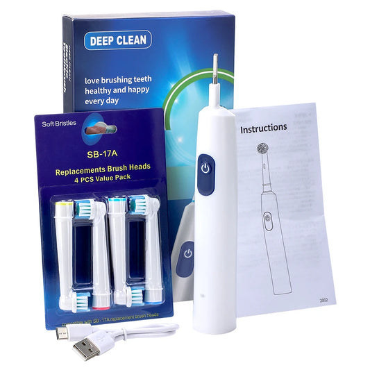 Smart Rotating Timing Electric Toothbrush, Rechargeable 4 Heads,