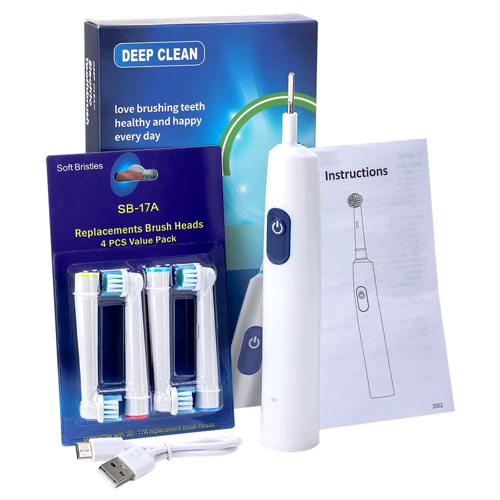 Smart Rotating Timing Electric Toothbrush, Rechargeable Rotary Toothbrush