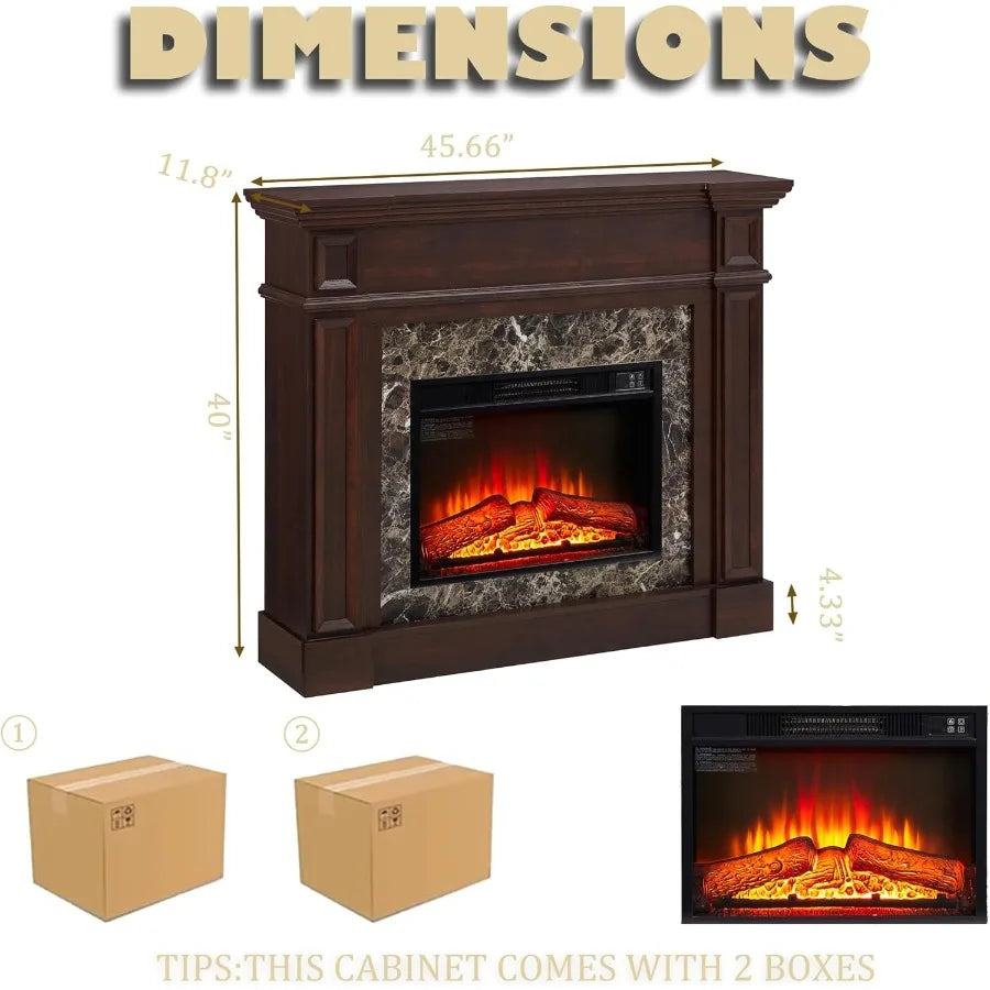 46 inch Electric Fireplace with Mantel for Living Room and Bedroom Decor Portable Freestanding Wood Stove Design with Remote Co