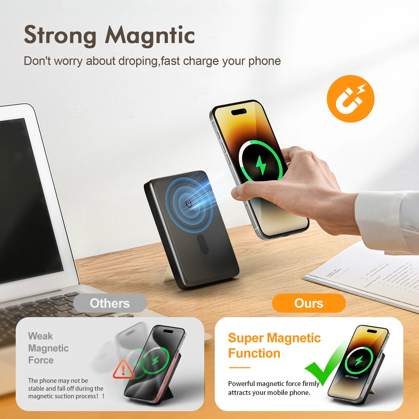 Fast Wireless Charger Stand 15W Foldable 3 in 1 Fast Charging Station Dock for iPhone