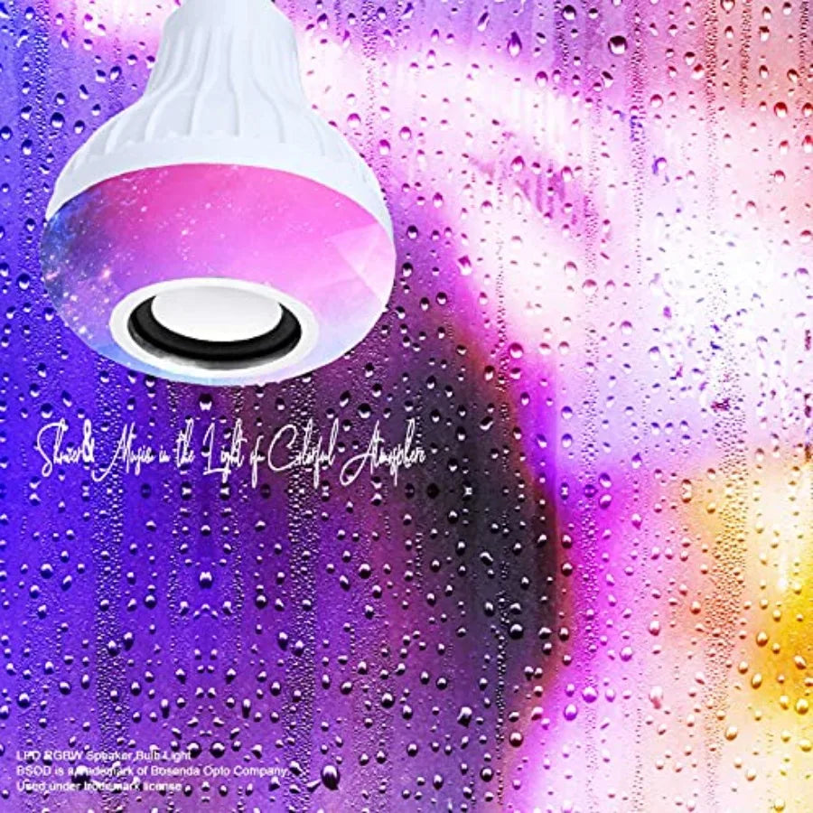 LED RGB+White Bulb Light Smart Bluetooth Music Audio Speaker Changing Color Lamp Shower Head with Remote for Living Room Bathro