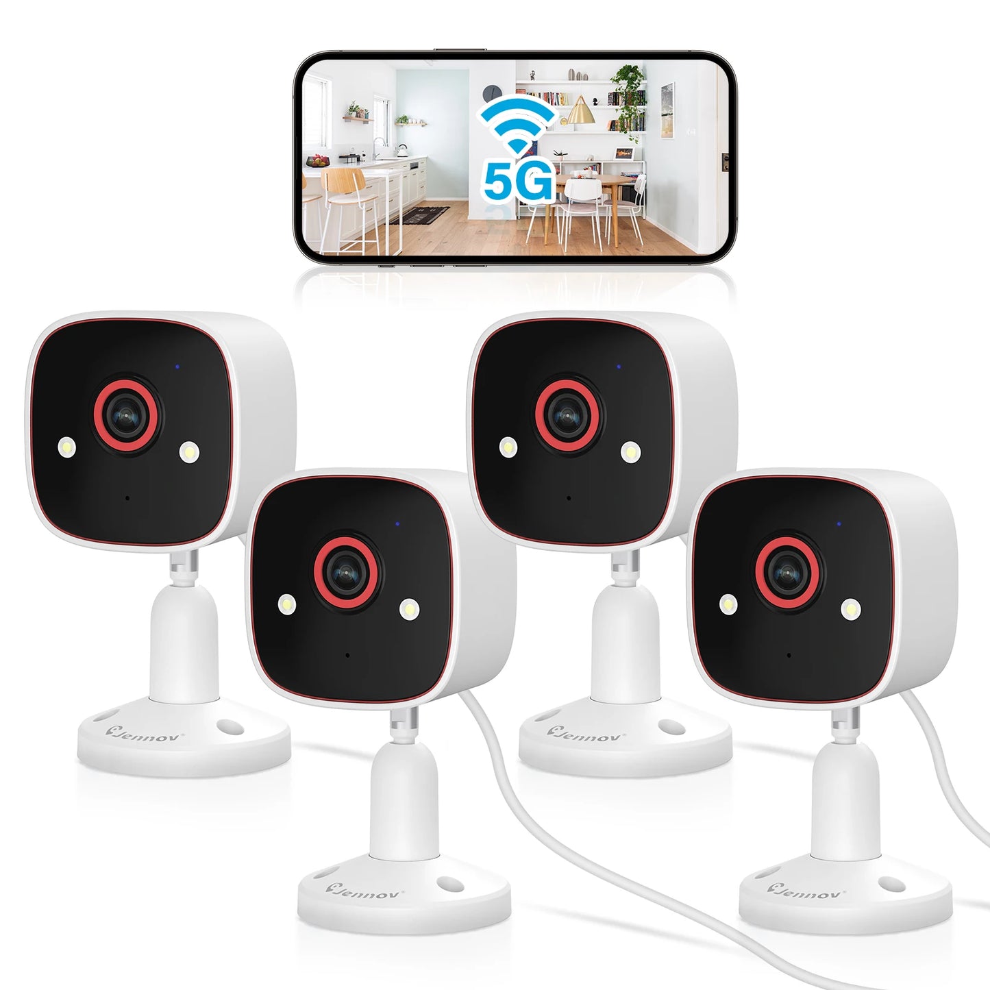 Outdoor/Indoor Security Cameras4Ghz, 2K HD Wireless WiFi
