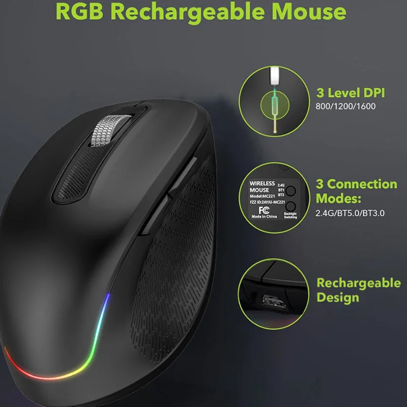 Jomaa RGB Backlit Silent Wireless Keyboard and Mouse Combo 2.4G Dual Mode Rechargeable Wireless Keyboard Mouse set for Desktop/L