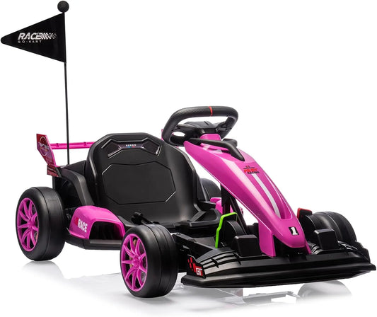 24V Go Kart, Electric Drift Kart Car with Adjustable Seat, Outdoor Ride