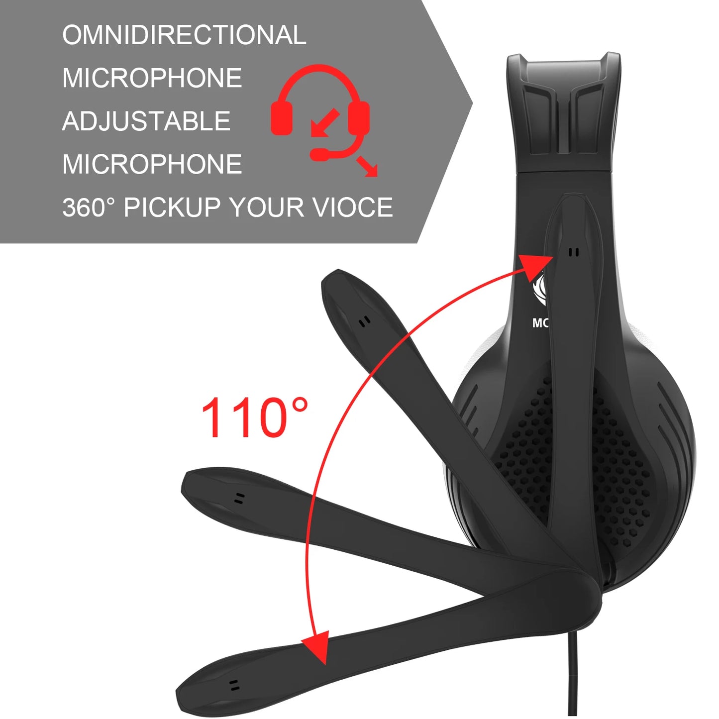 3.5mm Wired Over-Ear Headphones with Mic, Noise Cancelling, Stereo