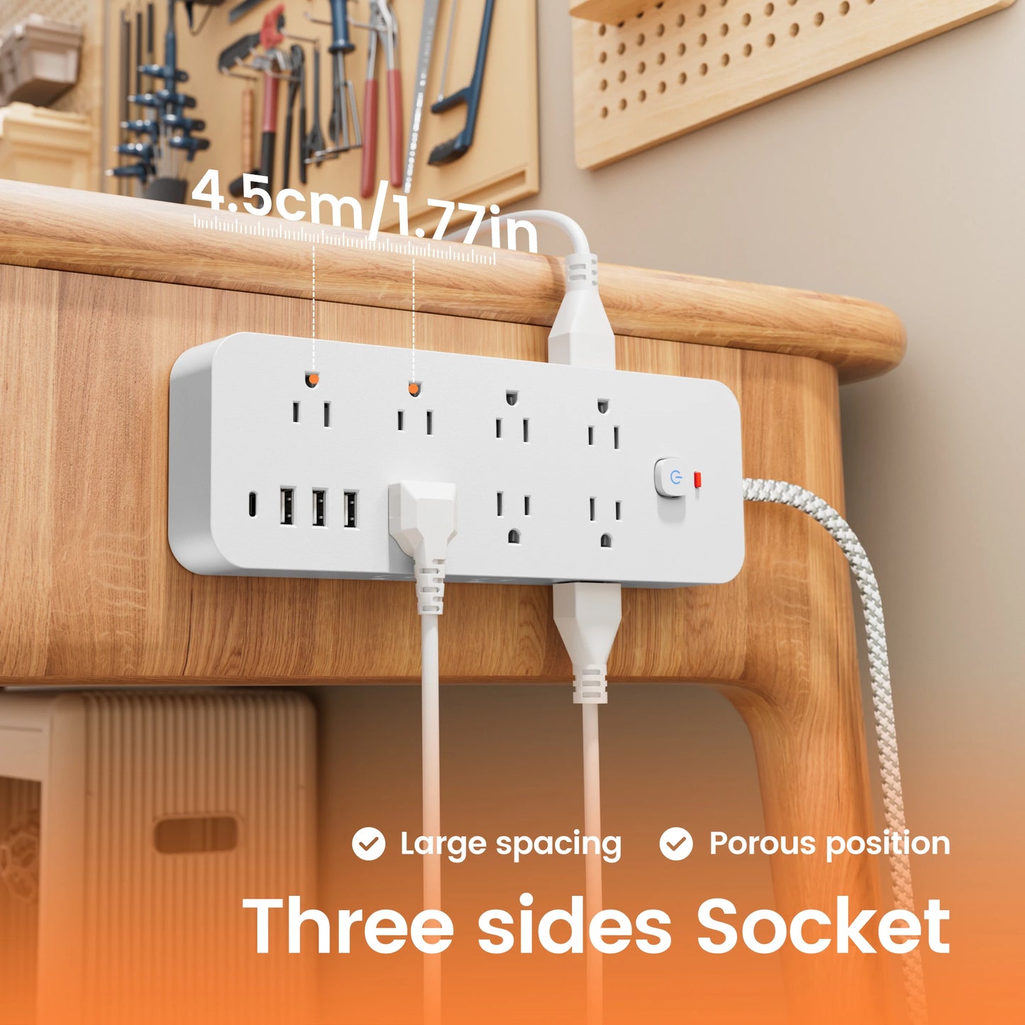18-in-1 Multitap Power Strip US Plug AC Outlet USB Port