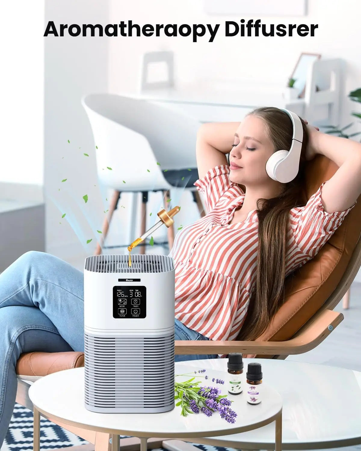 2 in 1 Air Purifier for Home Allergies Pets, Odor Eliminators,