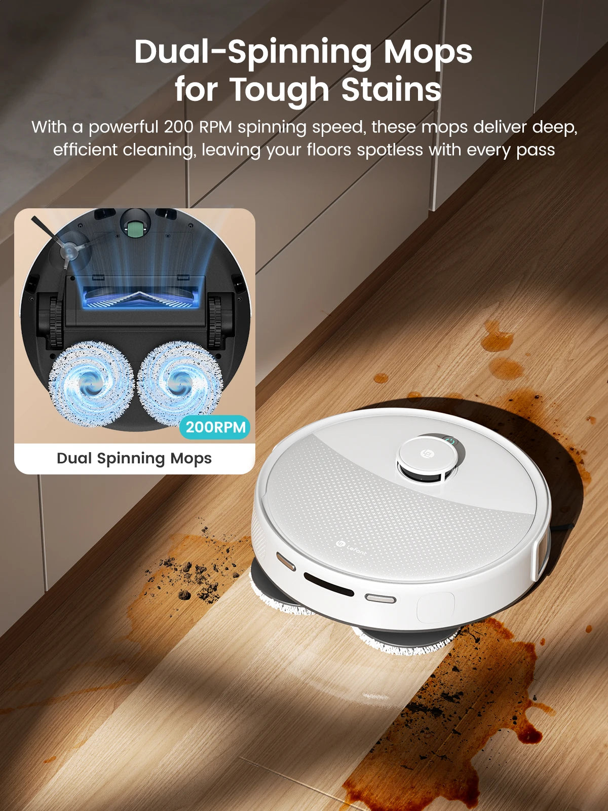 Lefant M3L Robot Vacuum Cleaner and Mop, 10000Pa Suction, 90-Day Self-Emptying, Auto Mop Washing, Obstacle Avoidance, All-in-One for Pet Hair Carpet, 5G WiFi Alexa/APP/iWatch ,Control, 220 min Battery,  Double Rotary Cloth
