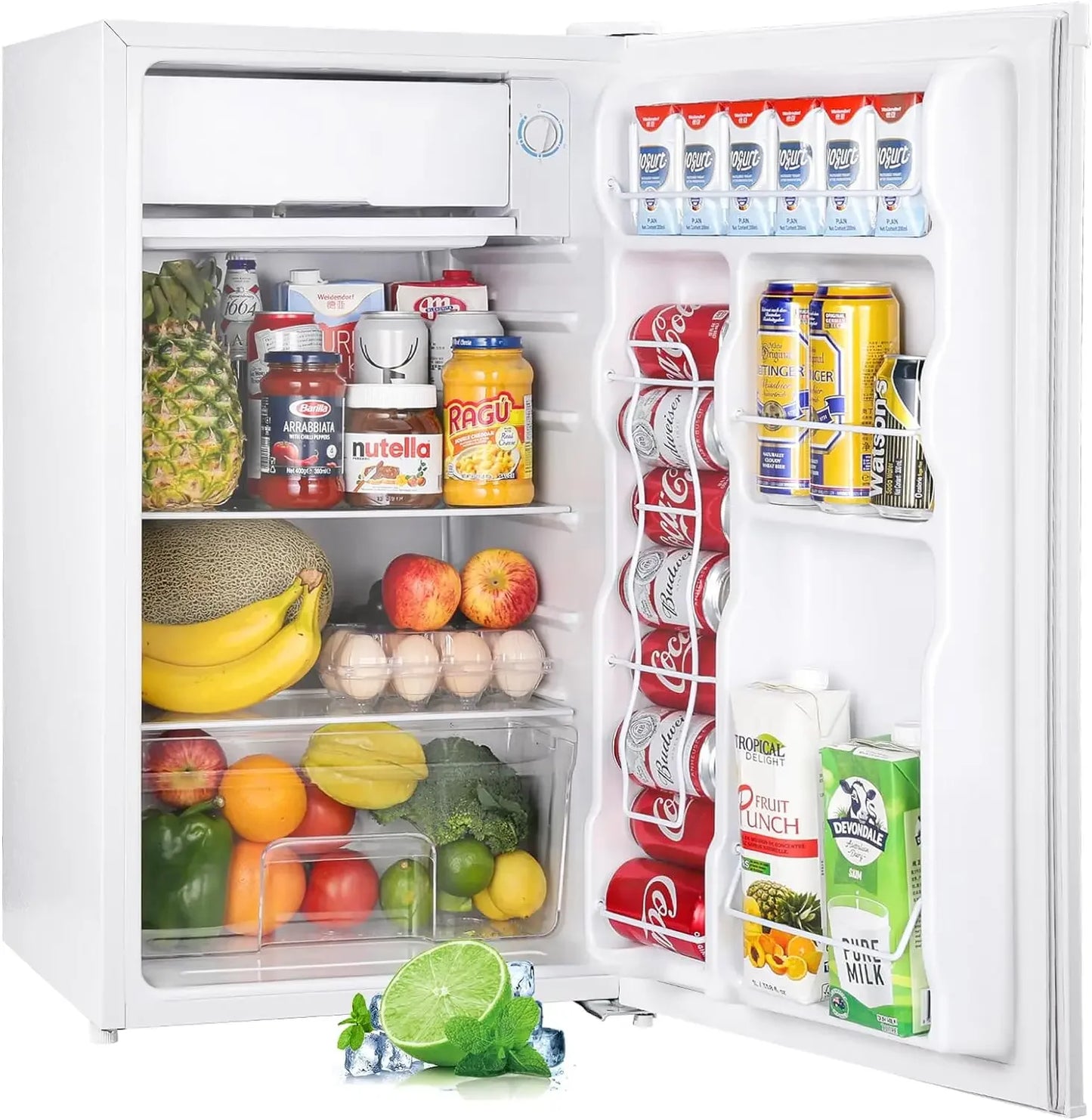 3.2 Cu.Ft Mini Fridge with Freezer, Single Door,