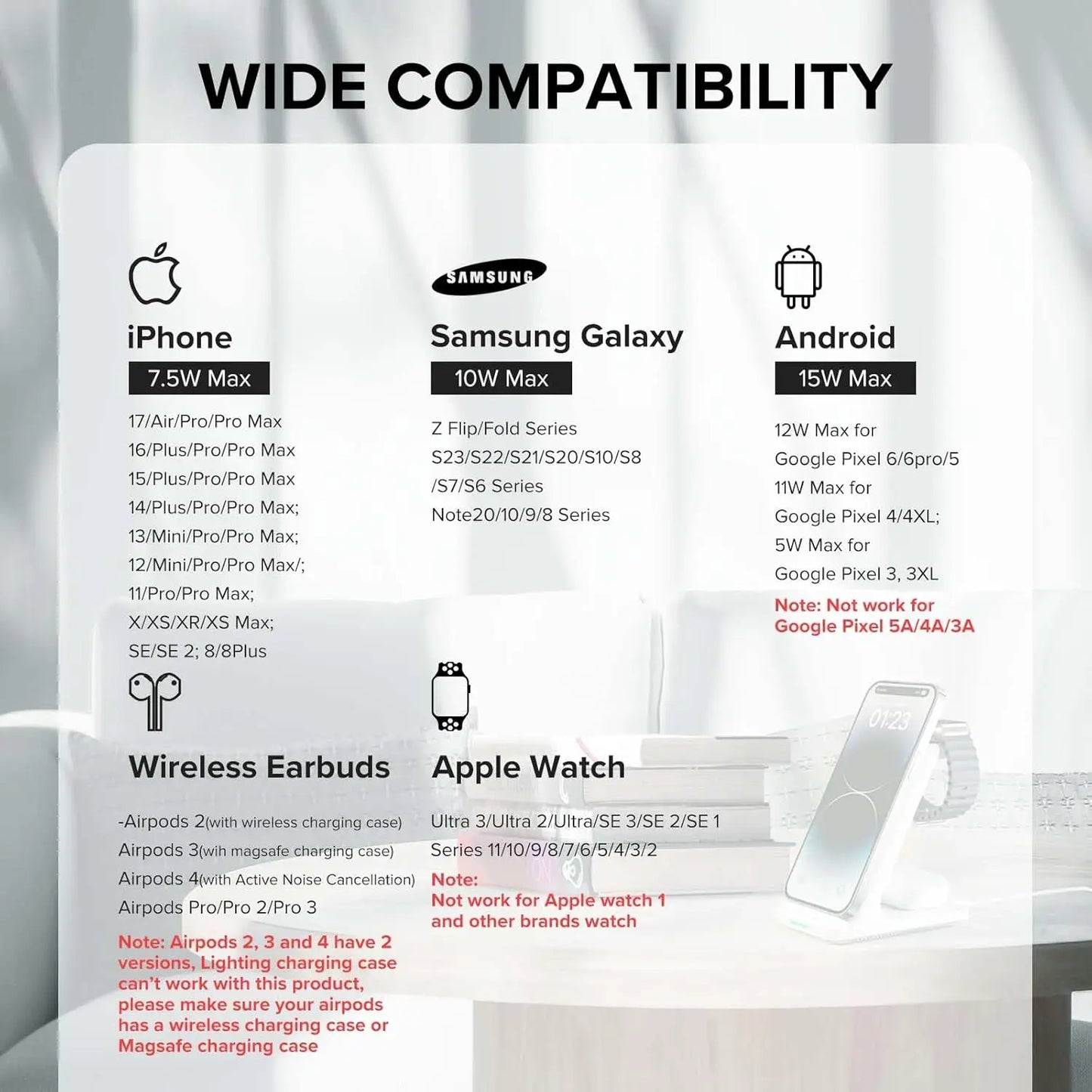 3 in 1 Fast Wireless Charging Station Stand for Apple Watch, iPhone, AirPods