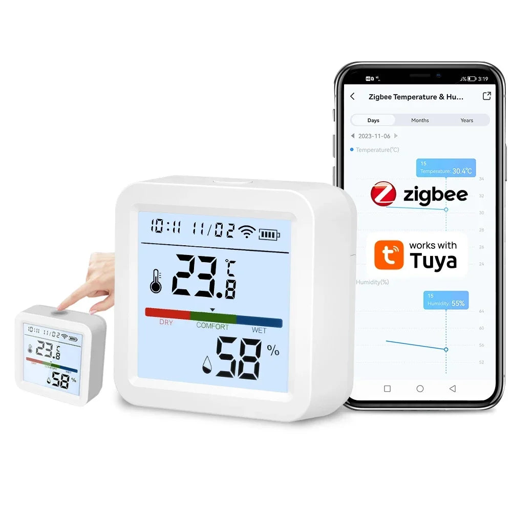 Smart Home Temperature Humidity Sensor with BackLight LCD Works With Google Assistant