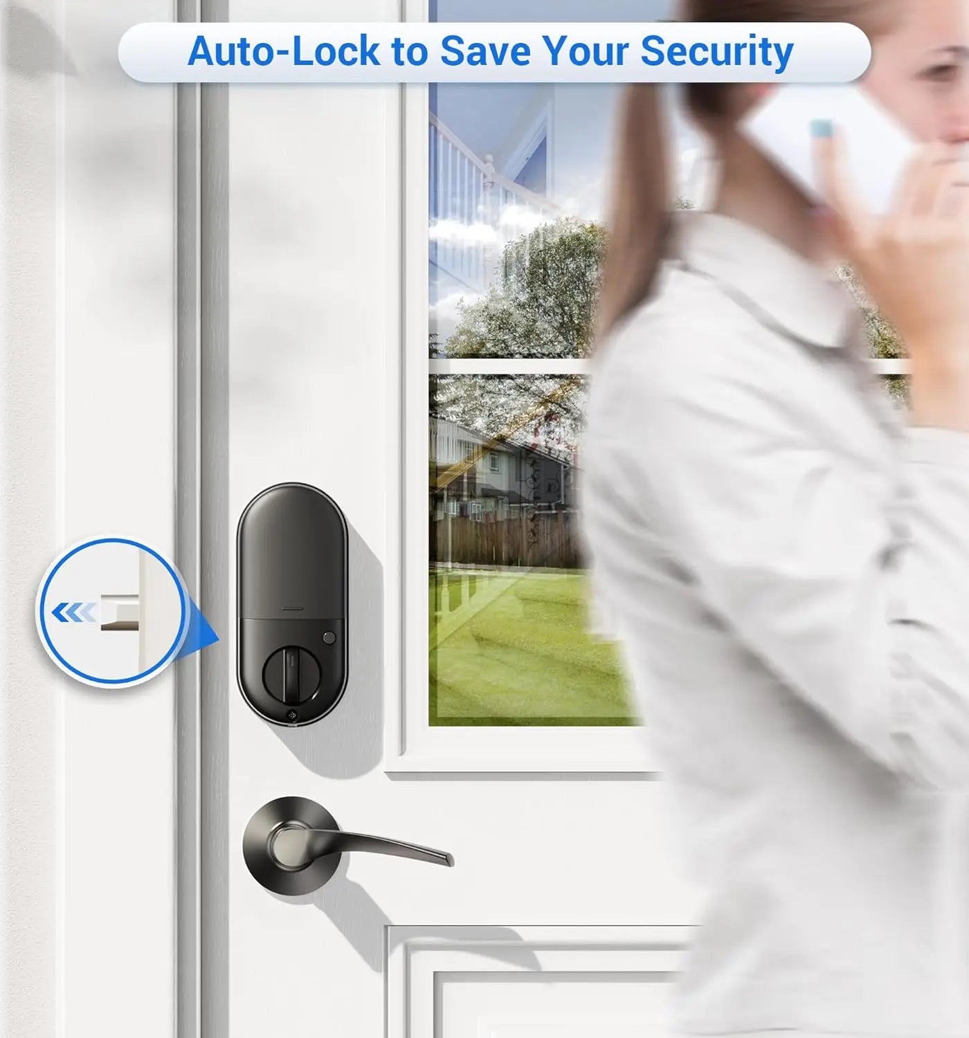 Smart Locks for Front Door, 2 Lever Handles, Fingerprint Keyless Entry, App Control