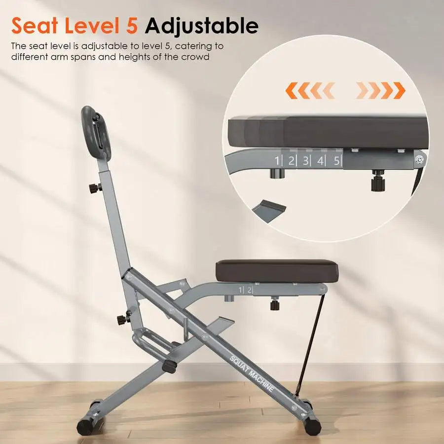 Squat Assist Trainer For Hip And Leg Exercises, 5-Position Adjustable Seat Cushion, Upgraded Version Enhanced Resistance,Squat Exercise Equipment For Home Gym Fitness