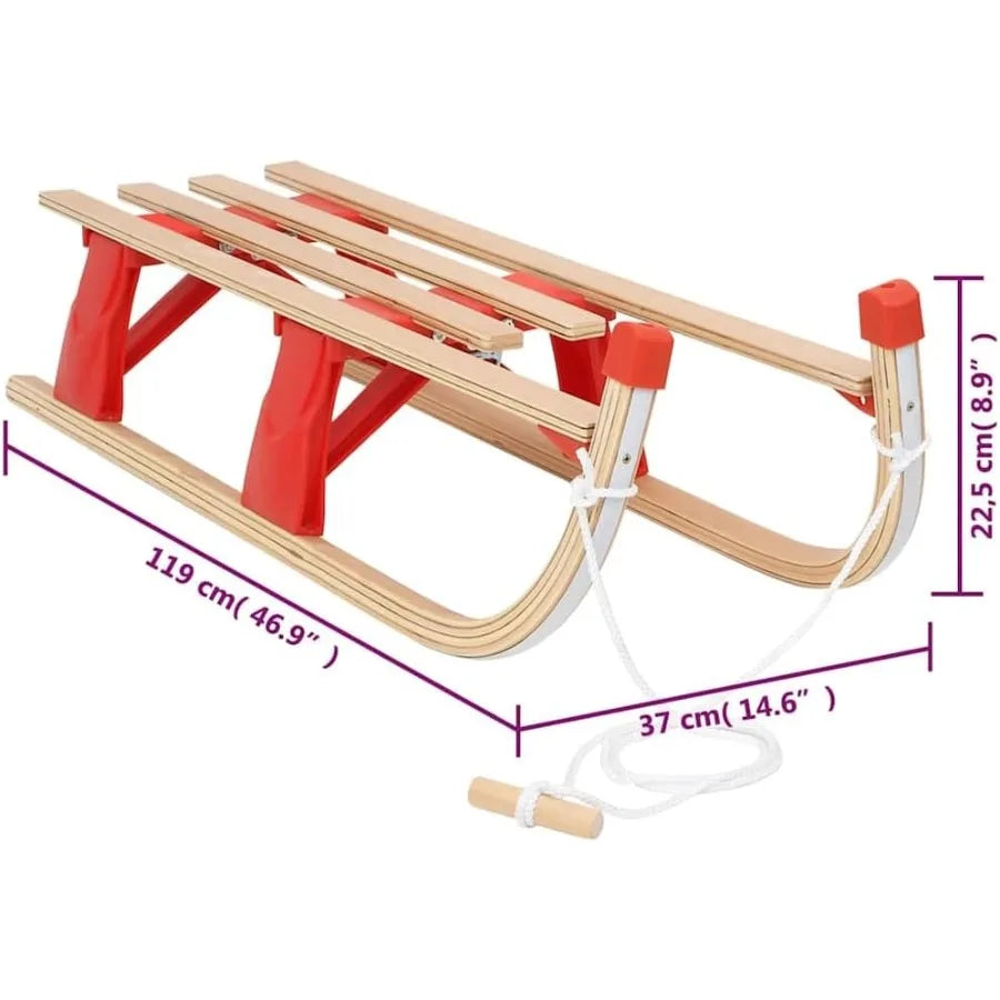 Snow Sledge Foldable Toboggan with Tow Rope Wooden Sledge Slider 43.3 vidaXL vidaXL 1
