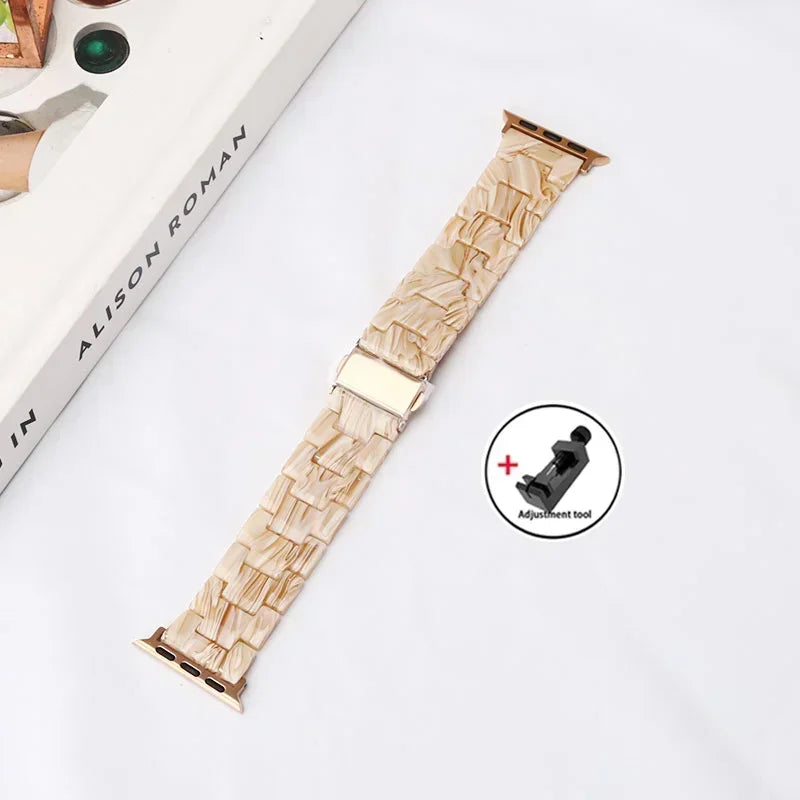 Luxury Resin strap for Apple Watch Ultra 2 Band 49mm 45mm 41mm 40mm 44mm 38mm 42mm Link bracelet iwatch series 9 7 8 6 se 5 4 3