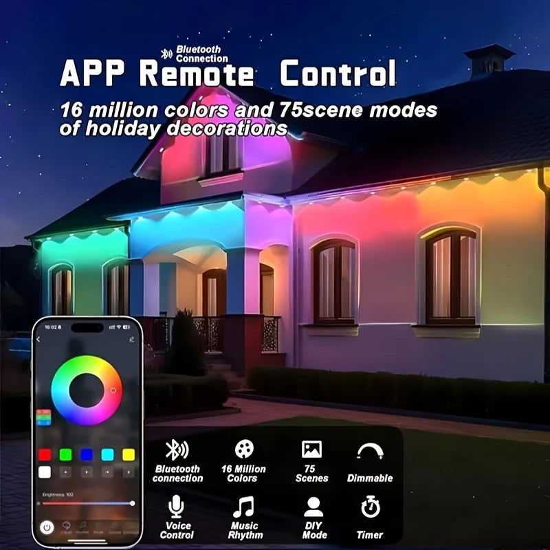 200FT Smart Outdoor Eaves lights Support Alexa & Google Assistant Voice Control