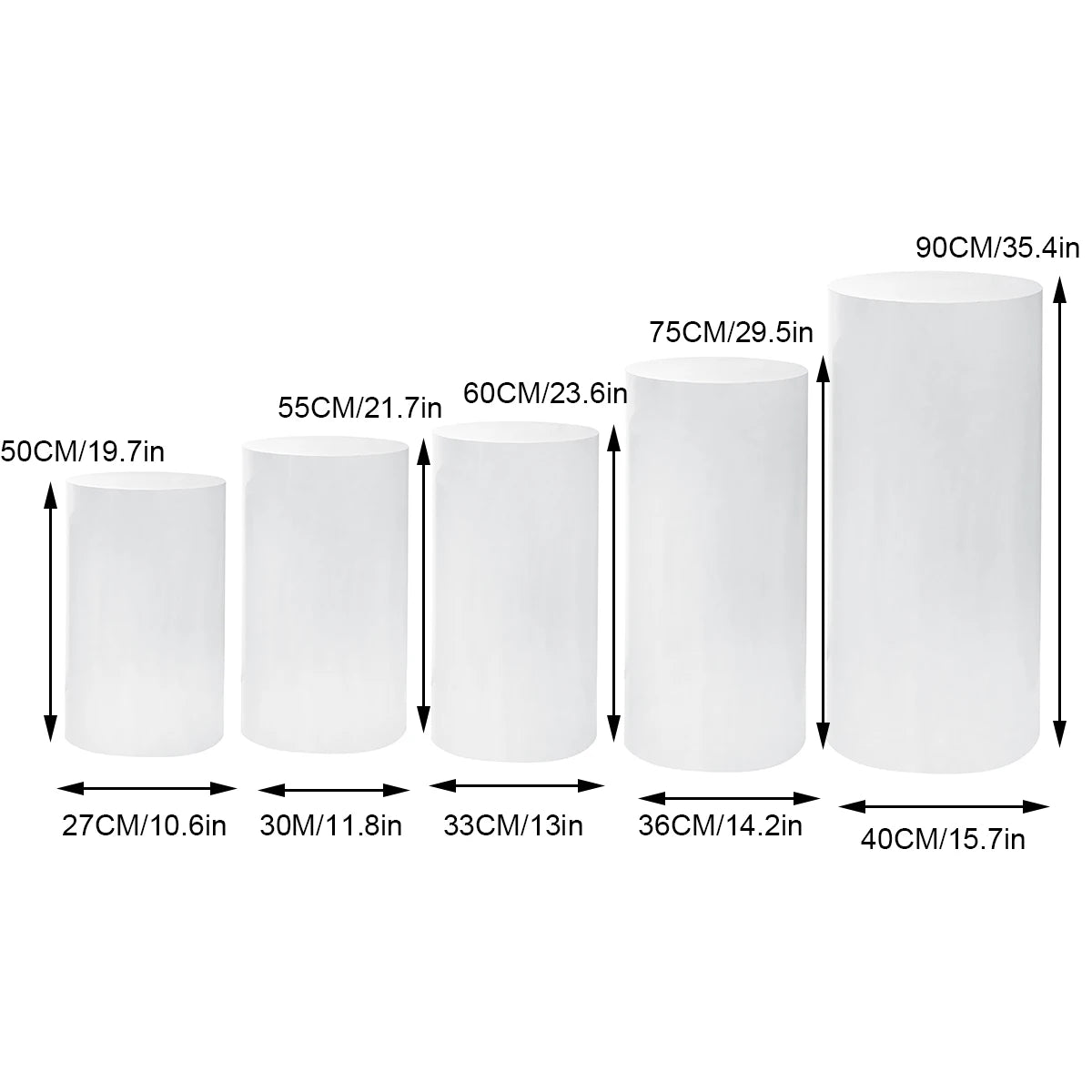 US Delivery 3/5pcs White Cylinder Table Pedestal Stand Decor Backdrop for Party Wedding Decorations Holiday