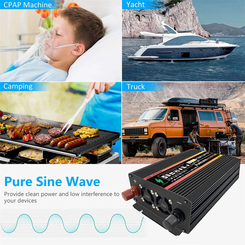 10000W/12000W Car Inverter LCD Display Vehicle Smart Inverter