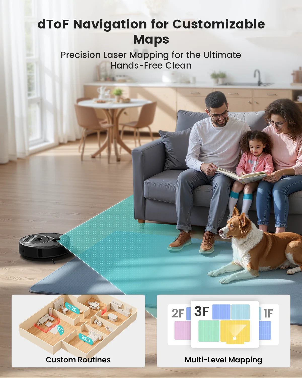 M330 Pro Robot Vacuum and Mop combo, LiDAR Navigation, Alexa/Google/WiFi,