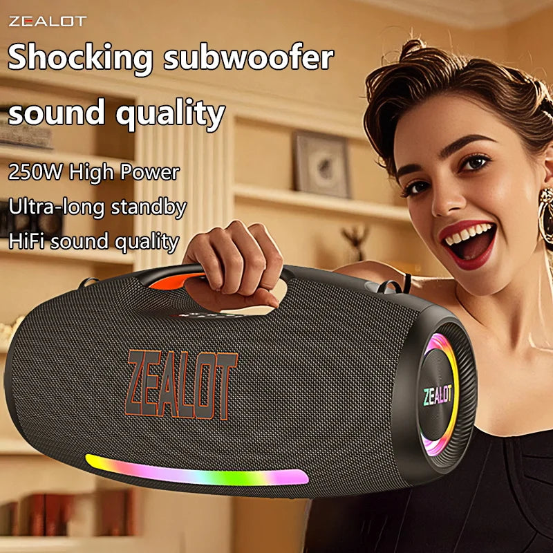 250W Portable Bluetooth Speaker High Volume Waterproof 48000mAh Subwoofer TWS Wireless Support USB / TF / Aux RGB lig