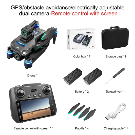 2025 Long-Endurance (2Batteries 45min) GPS Drone Dual Cameras LCD Remote