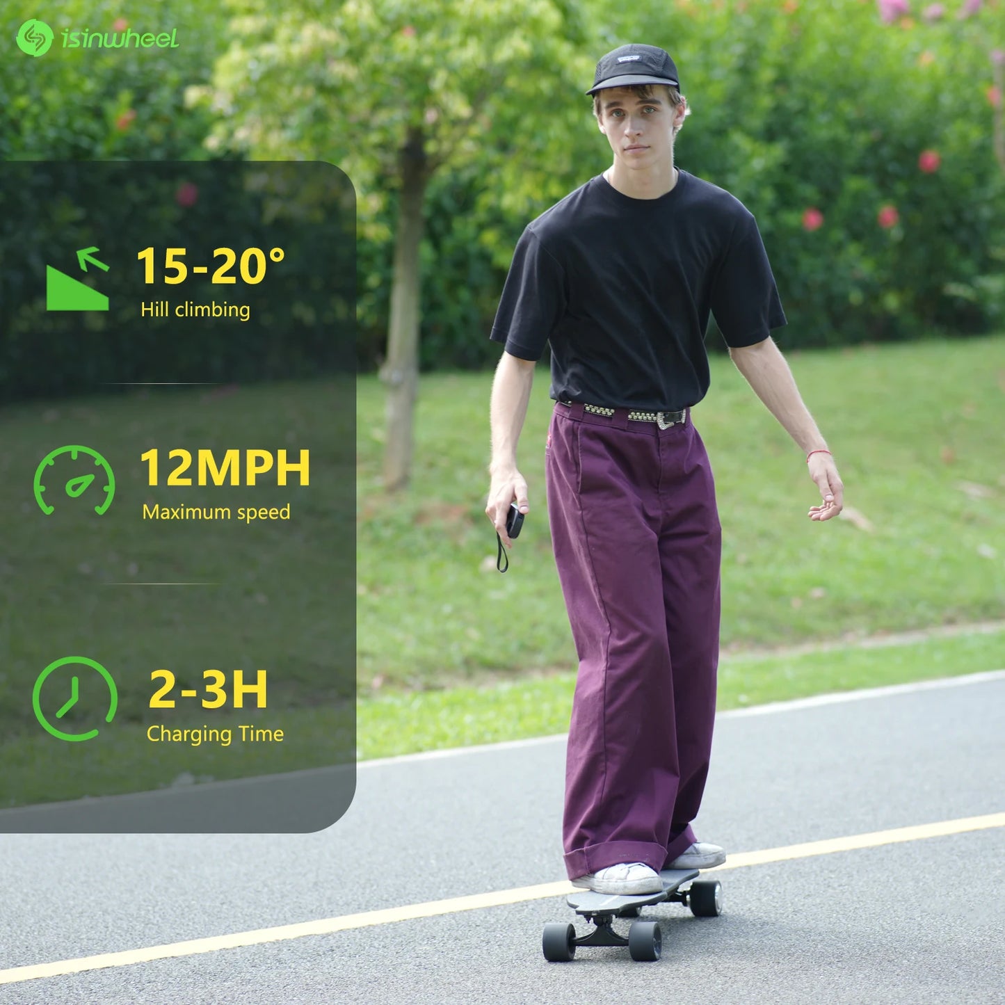 Isinwheel V6 Adult Electric Skateboard 25.2V 2Ah Battery Four-wheel  E-skateboard 74*51mm tire  E-scooter