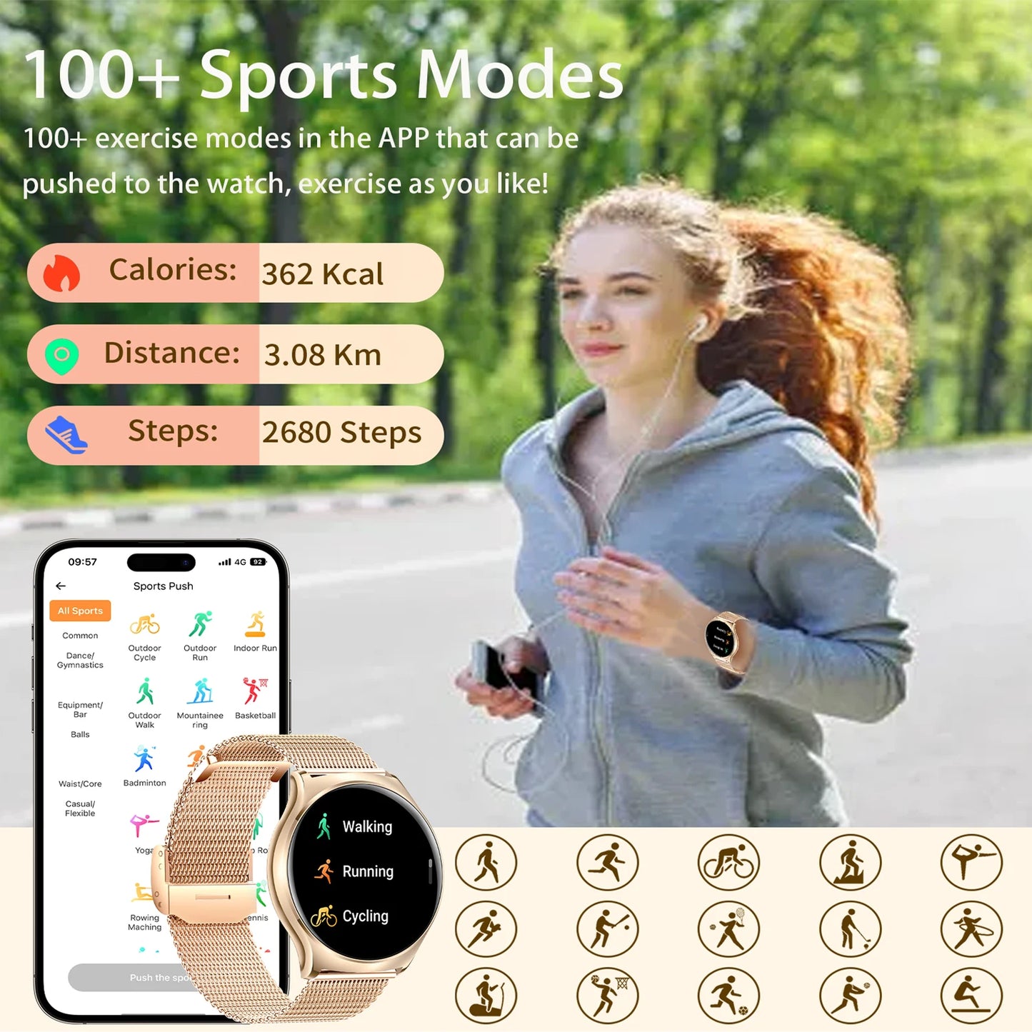 Smart Watches(Answer/Make Calls),1.43" Large Screen Fitness Tracker For iPhone/Android,Pedometer/Message Alerts,Gift for Family