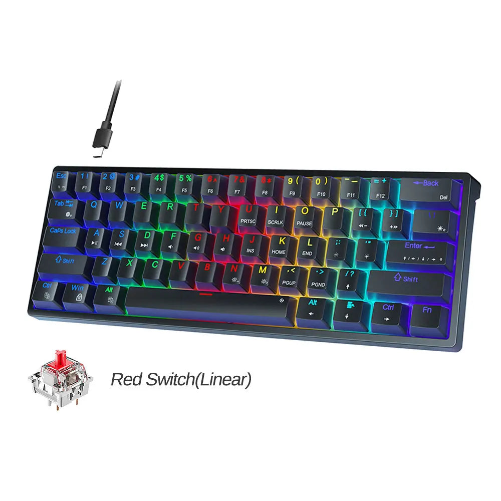 AULA F3261 60% Wired Mechanical Keyboard RGB Backlit 3 Pins Hot-swappable for Laptop PC Tablet