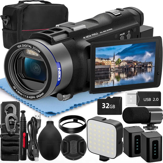 4K&48MP HD Camcorder  Video Camera, With Wi-Fi