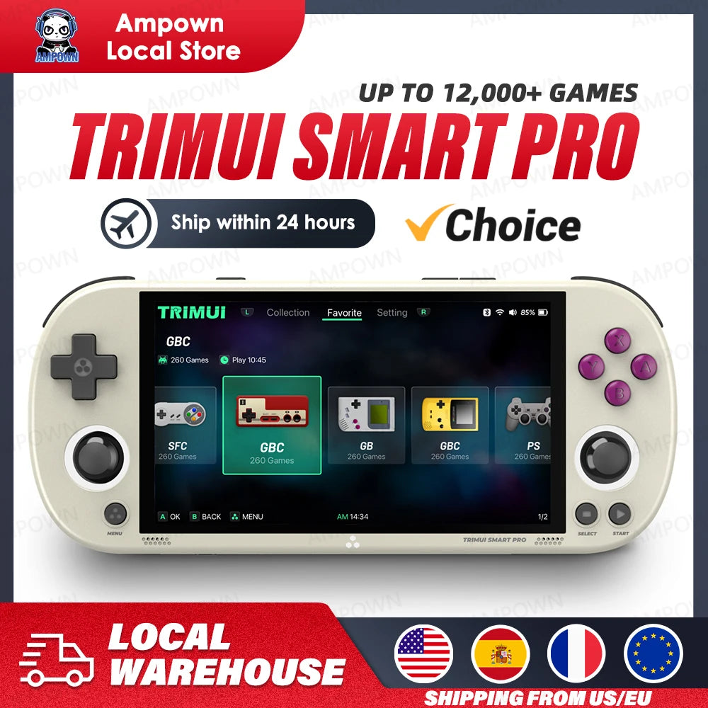 Trimui Smart Pro Handheld Game Console 4.96'' IPS Screen Linux System Joystick RGB Lighting Trimui Retro Video Game Console Gift