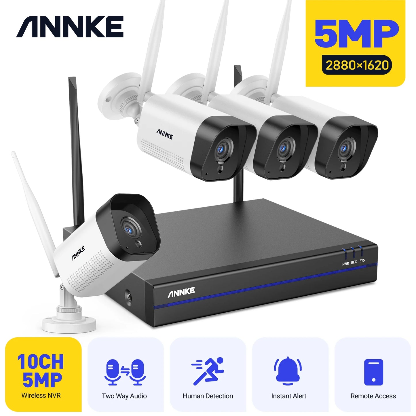 5MP Outdoor Wifi Surveillance Camera System Two Way Audio Motion Detection Night Vision Wireless Video