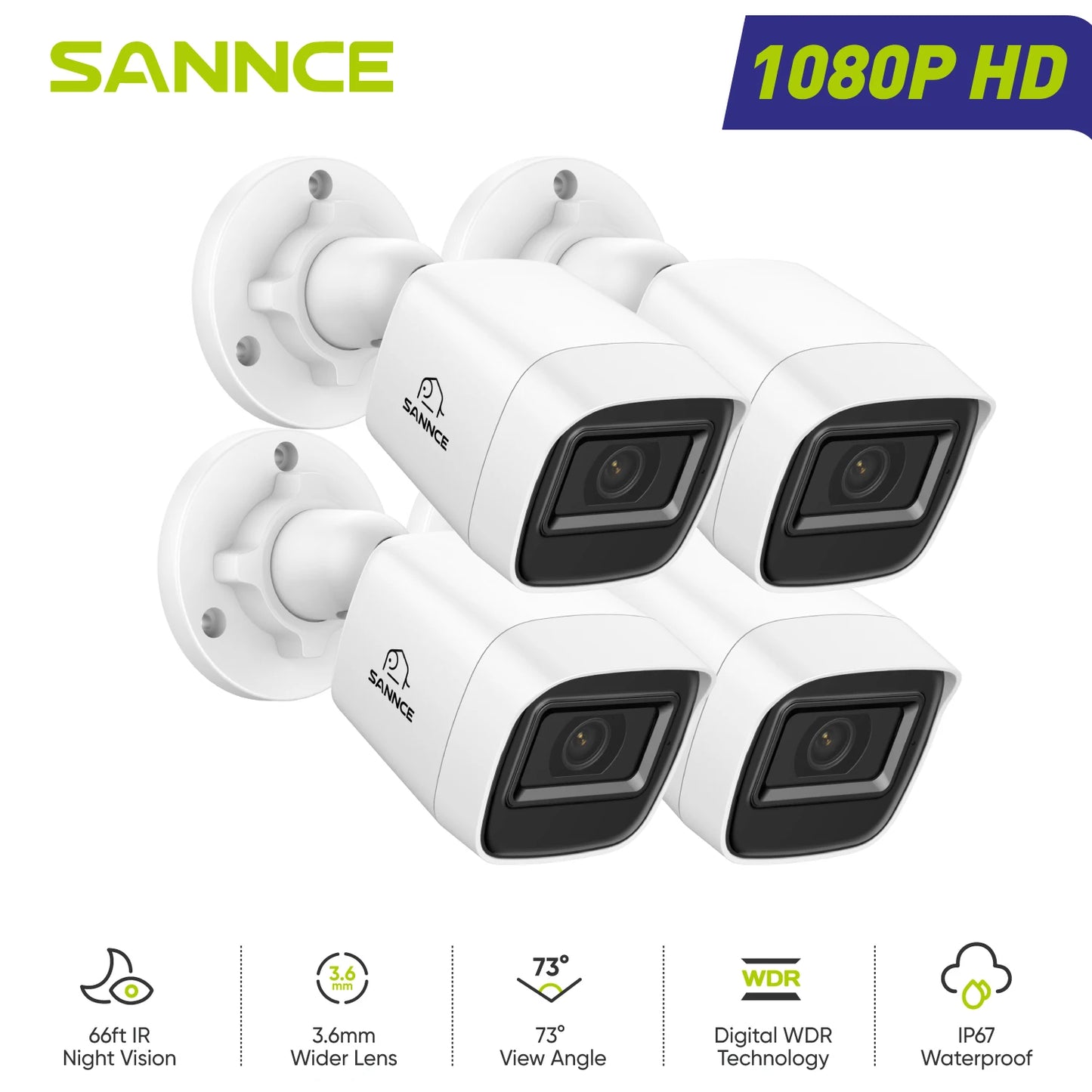 security camera 3.6mm lens 2/4 PCS 1080P bullet cctv camera Home Night Vision auto IR-cut 1080P